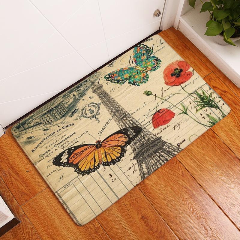 Nordic Butterfly Print Entrance Door Mat Front Door Welcome Mat Washable Bathroom Non-slip Mat Porch Bedroom Carpet
