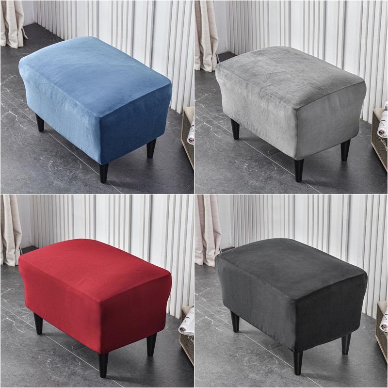 Velvet Rectangle Stretch Footrest Covers Elastic Ottoman Cover Spandex Stool Slipcover Ottoman Footstool Furniture Protector