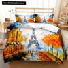 Oil Painting Landscape King Queen Duvet Cover Eiffel Tower Bedding Set Natural Scenery Quilt Cover Polyester Comforter Cover