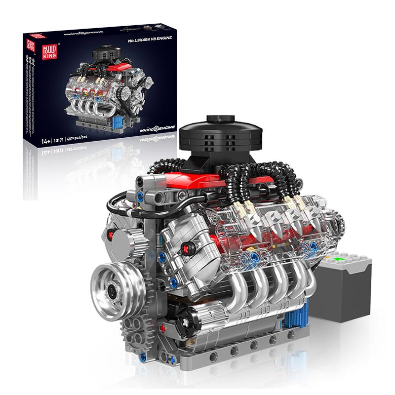 487 шт. Наборы строительных блоков двигателя V8 Lsx454, Технические, Имитированные, Мелкодетальные, Сборные кирпичики, Модель, Игрушки, Подарки на праздник