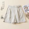 Женские летние разноцветные шорты из хлопка и льна с эластичной спинкой, широкими штанинами, свободного кроя, повседневные, больших размеров
