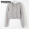 Women's Solid Color Short Coat Women's Spring and Autumn Thin Section Student Sweater Slimming Hooded Casual Sports Top Trendy