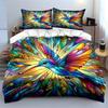 Colorful Stained Glass Bird Bedding Duvet Cover Set Duvet Cover Pillowcases  (1*Duvet Cover 2*Pillowcases, without duvet insert)