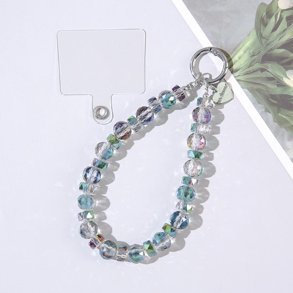 Detachable Crystal Bead Keychain Transparent Wrist Crystal Chain for Women Girls
