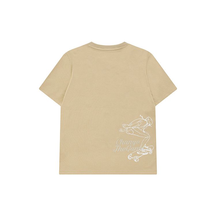 Fila Fusion Однотонная спортивная вязаная футболка с логотипом-буквой для скейтбординга Женские топы Бежевый T11W231107FLK