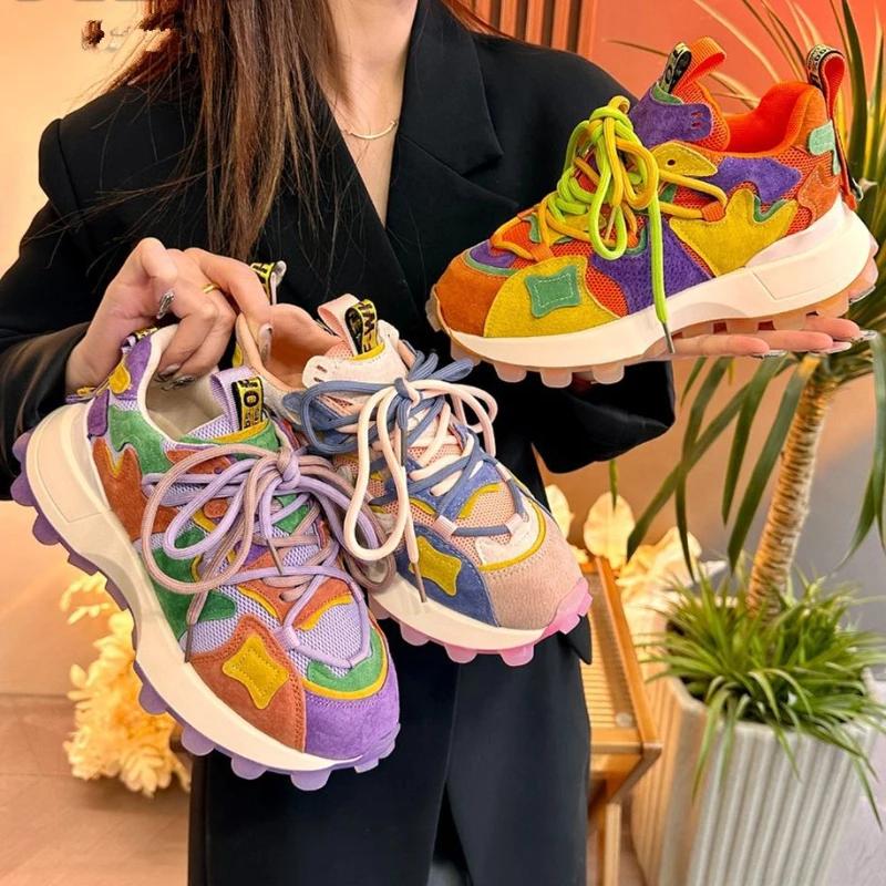 Модная женская уличная спортивная обувь Four Seasons Fashion Персонализированная универсальная толстая подошва вафельная повседневная обувь нескользящая 2024