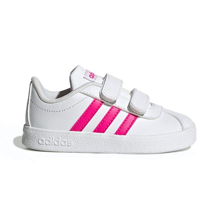 adidas VL COURT 2.0 Коровья кожа Липучка Баланс Низкие Детские Кроссовки Белый Младенцы и Малыши EG3890