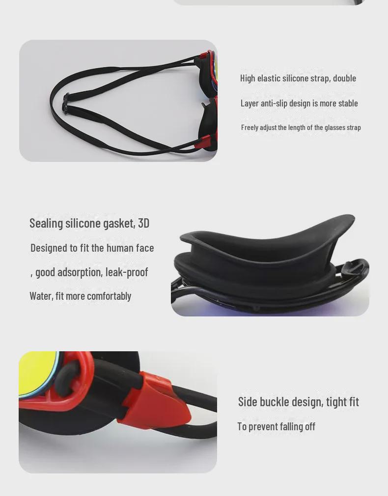Унисекс противотуманные водонепроницаемые гальванизированные силиконовые очки для плавания - модные очки для тренировок HD
