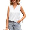 GMXIA Women's Fashion Casual Summer Solid Color Print Sleeveless V-Neck Blouses & Shirts