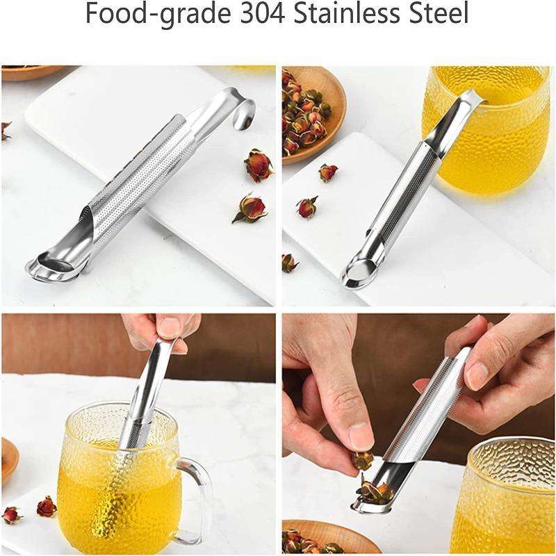 304 Stainless Steel Tea Strainer Creative Hanging Pipe Design Portable Reusable Tea Filter for Tea Enthusiasts Home Use