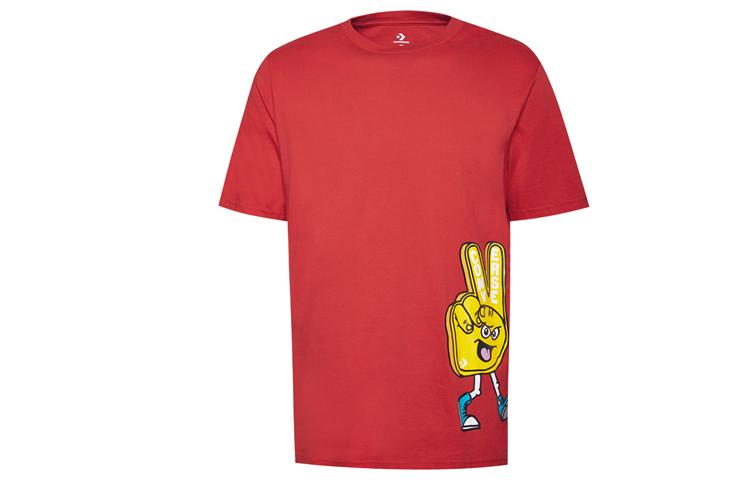 Men's Converse T-Shirts Men's Red Crew Neck Moderate Straight Fit