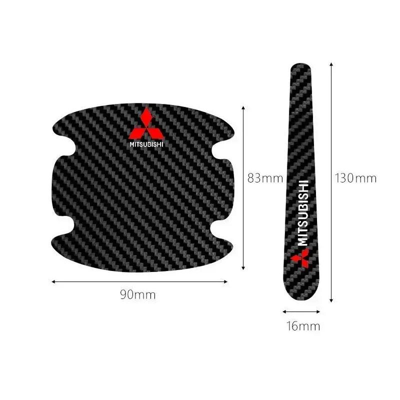 bljm6 8PCS Carbon Fiber Car Door Handle Bowl Sticker Anti-scratch Decal for Mitsubishi Lancer ASX Pajero Eclipse Delica