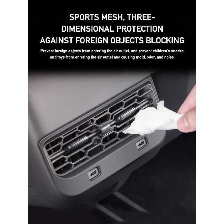 Rear Air Vent Cover For Tesla Model 3 Y Accessories Center Console Armrest Box Back Conditioner Outlet Filter Grille Protector