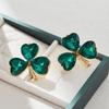 Изысканные Серьги-Клевер с Зеленым Фианитом для Женщин Очарование Летний Элегантный Характер Свадебные Украшения Подарок Невесте на Помолвку