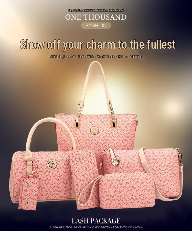 Женский модный набор 2025 года с узором «стрела»: сумка-тоут и сумка через плечо для мамы и ребенка – 6 предметов