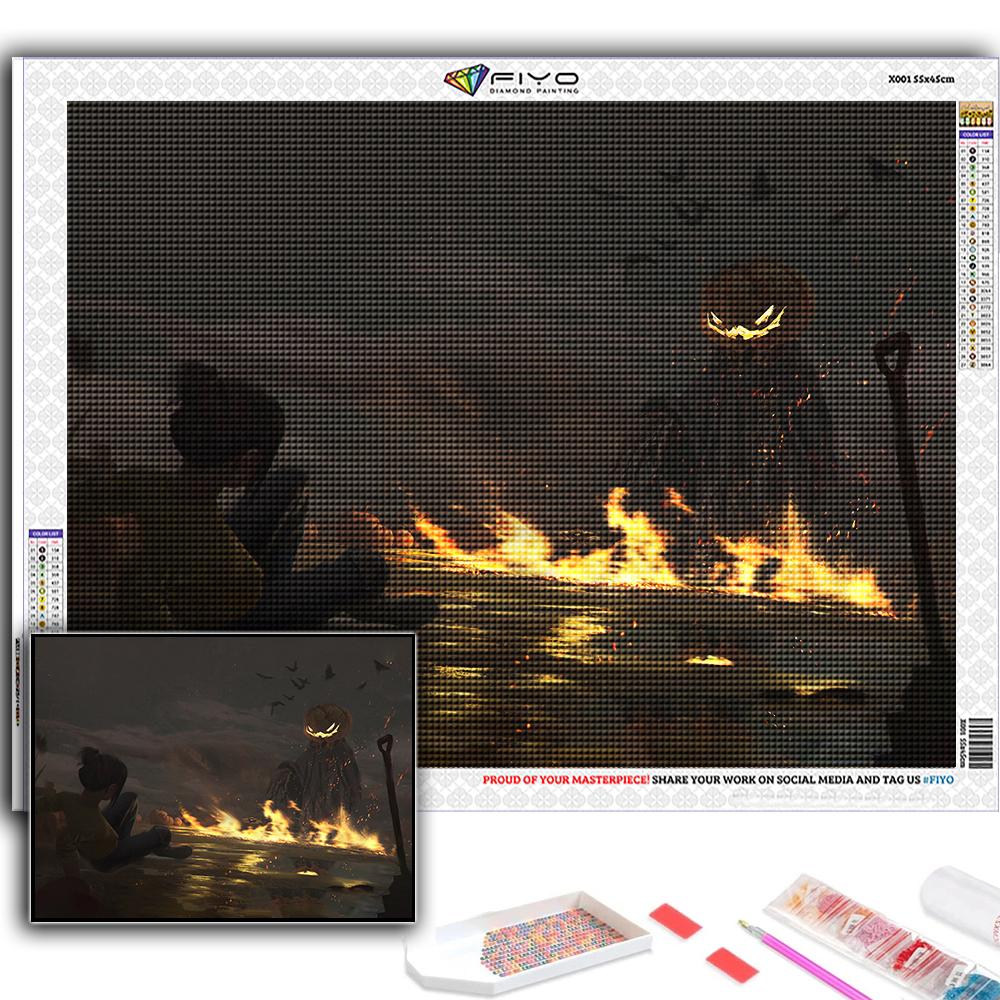 5D Алмазная картина Хэллоуин Страшная голова тыквы Человек DIY Алмазная вышивка Горный хрусталь Украшение дома