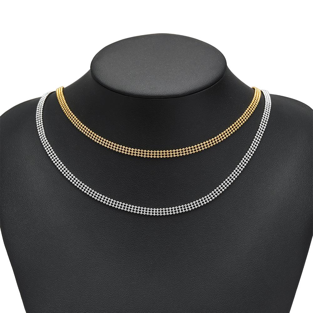 1 Meter Stainless Steel Gold Color Three Layer Beads Chains Beaded Necklaces Findings Bracelets DIY Jewelry Making Accessories