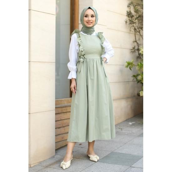 Frilly Laced Hijab Dress Casual Confort Gilet