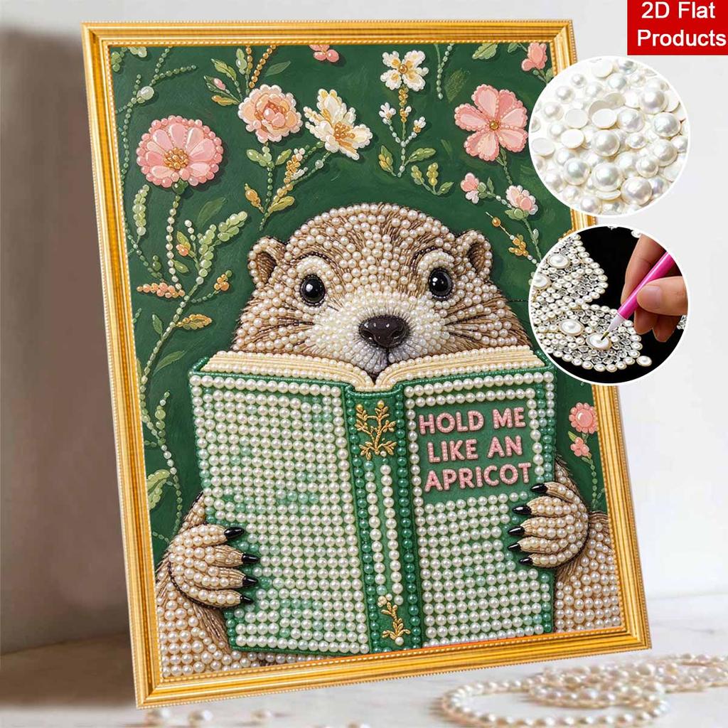 DIY 3D Pearl Diamond Painting Art Set Home Decor Cute Animal Reading Book Floral Art Set Wall Art