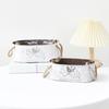 Double Handle Metal Flower Pot Distressed Finish Succulent Planter Plant Container  Living Room