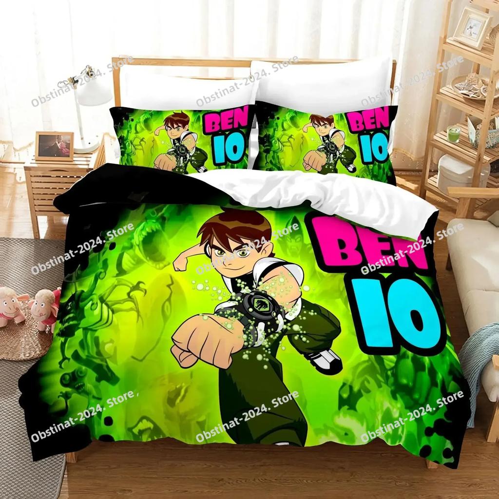 3D Cartoon Ben10 Bedding Set Print Bed Set With Pillowcase Bed Duvet Cover Soft Single Double Queen Super King Size Home Textile