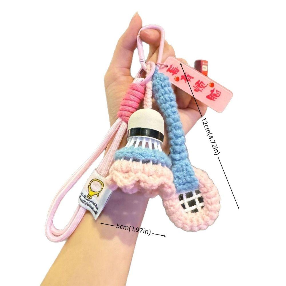 Мини Крючок Брелок для Бадминтона Яркий Цвет Брелок для Ключей Машины Вязаный Подвеска Бадминтон Декор для Рюкзака