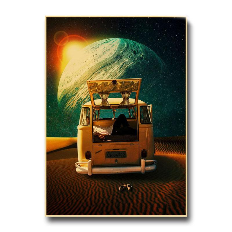 Vintage Astronaut Space Dreaming Poster Fantasy Flower NIght Wall Art Home Decoration Kawaii Room Decor Quality Canvas Posters