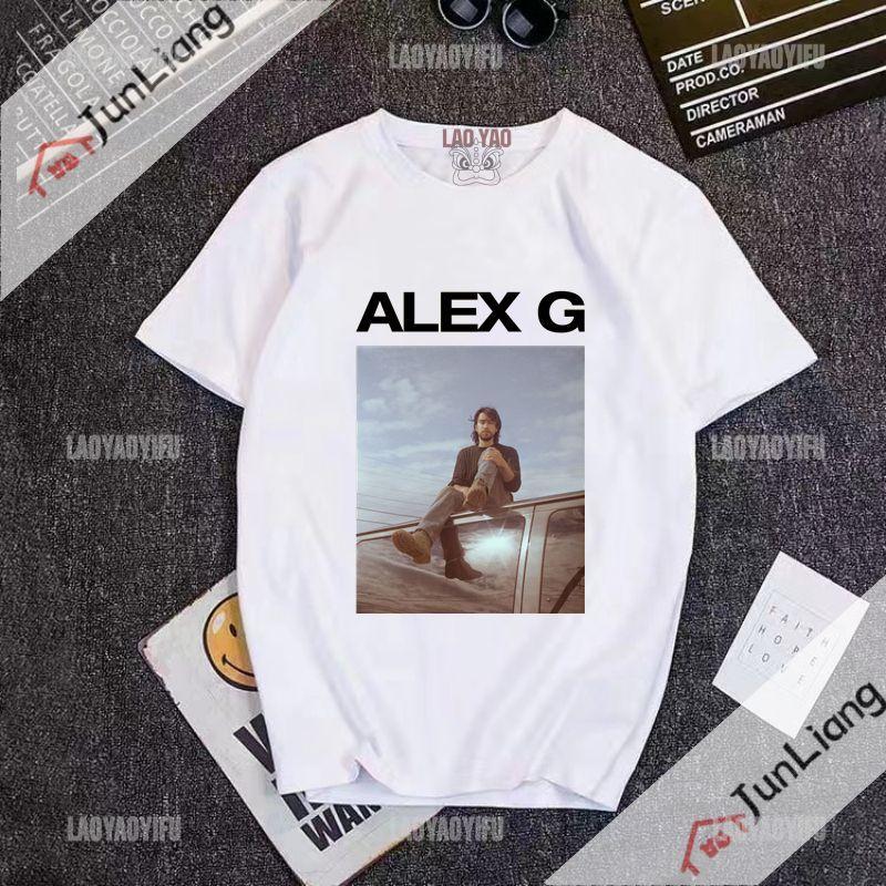 Футболка Alex G Funny Print Модный стиль Готический повседневный топ Свободная рубашка с короткими рукавами и круглым вырезом