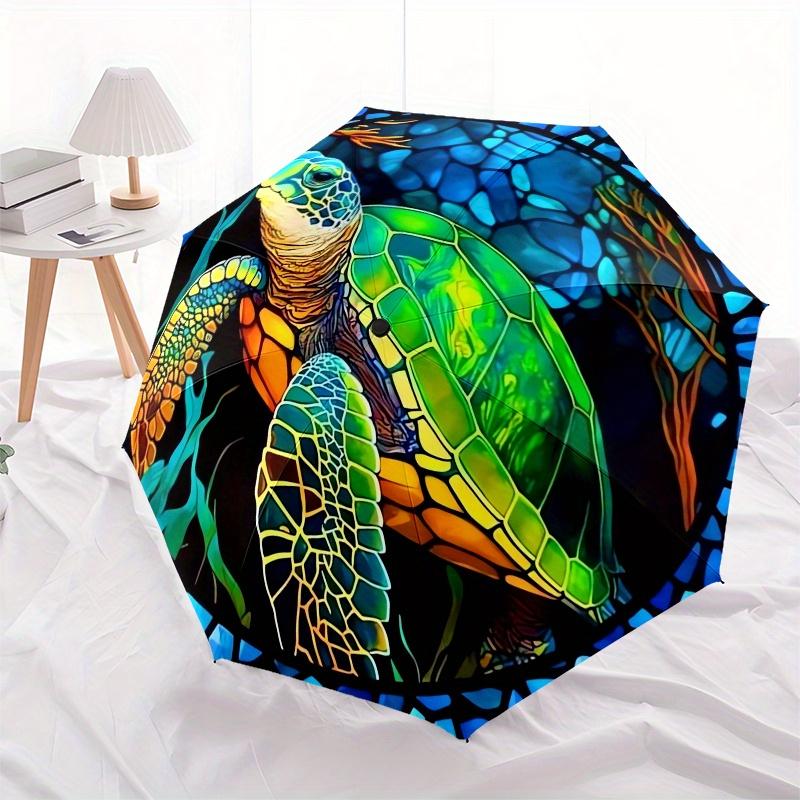 Line design, Turtle themed Eight rib Automatic Folding Umbrella Is Suitable for Both Men and Women, Making It A Perfect Christmas and Valent