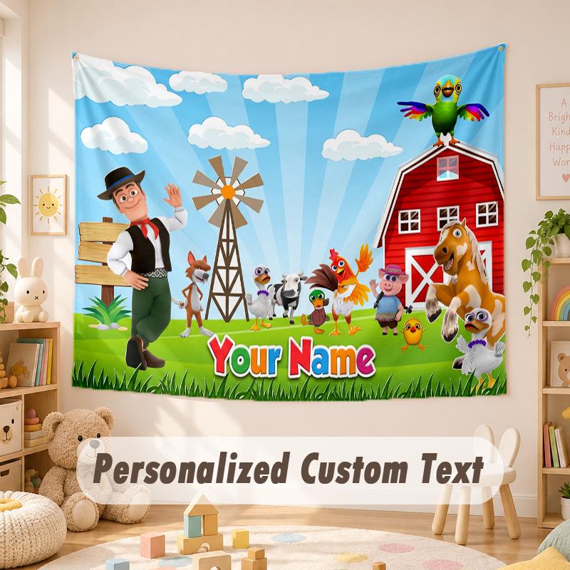 Custom Name Text Tapestry,La Granja de Zenón Boho Wall Hanging, Decorative Backdrop Tapestry For Room