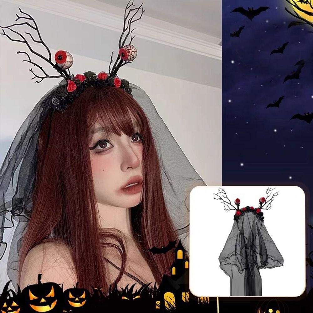 Ghost Halloween Hair Hoop Luminous Mesh Hair Band Fashion Halloween Hairband Veils  Cosplay