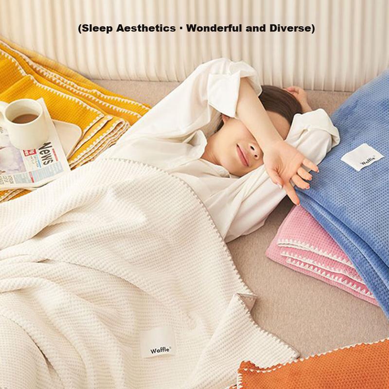 Wuyinliangpin Luxury Waffle Milk Velvet Blanket, Nap Throw, Air Conditioning Blanket, Thin Coverlet, Airline Blanket, 150*200cm
