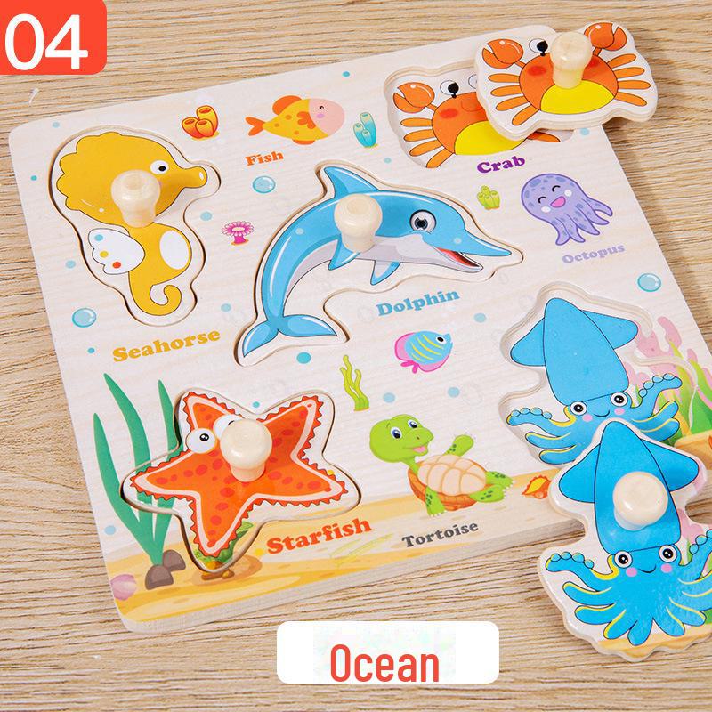 Wooden Dinosaur & Traffic Puzzle Board: Cognitive & Early Education Toy for Kids