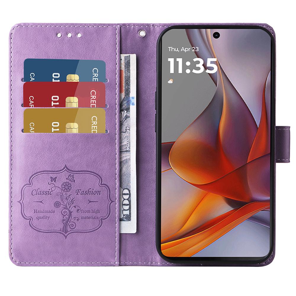 For Motorola Edge 50 Fusion 5G/G96 5G Case Butterfly Floral Imprint Wallet Stand Leather Phone Cover