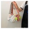2025 Women's Trend Small Fresh and Sweet College Student Messenger Bag Handbag Canvas Solid Color Bag