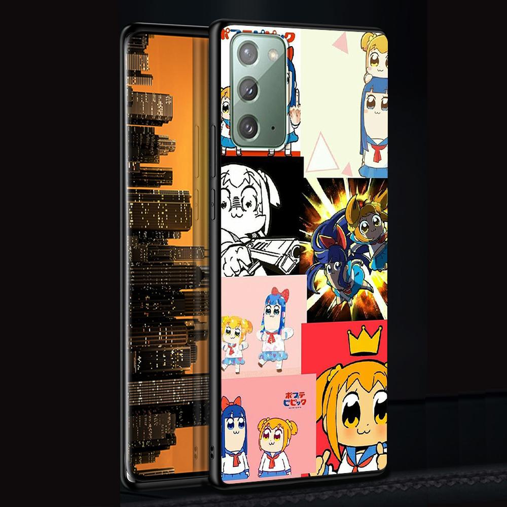 Аниме чехол Pop Team Pipi для Samsung Galaxy Note 20 Ultra 10 Lite 9 8 A53 A52 A12 S22 S21 FE S20 Plus Силиконовый черный чехол для телефона