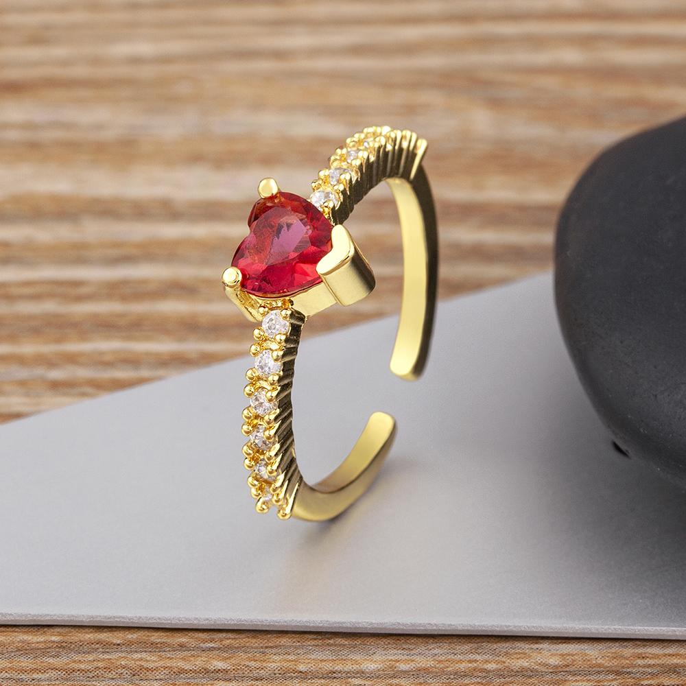 Nidin Simple Heart Ring 5 Colors For Women Female Cute Finger Open Rings Romantic Birthday Gift For Girlfriend Fashion Jewelry
