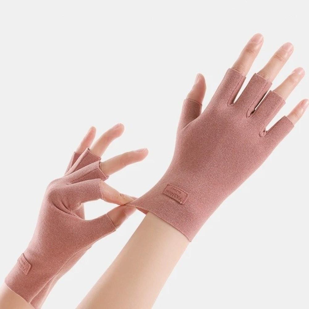 Double-sided Plus Velvet Half-finger Gloves Elastic Indoor Office Gloves  Autumn and Winter