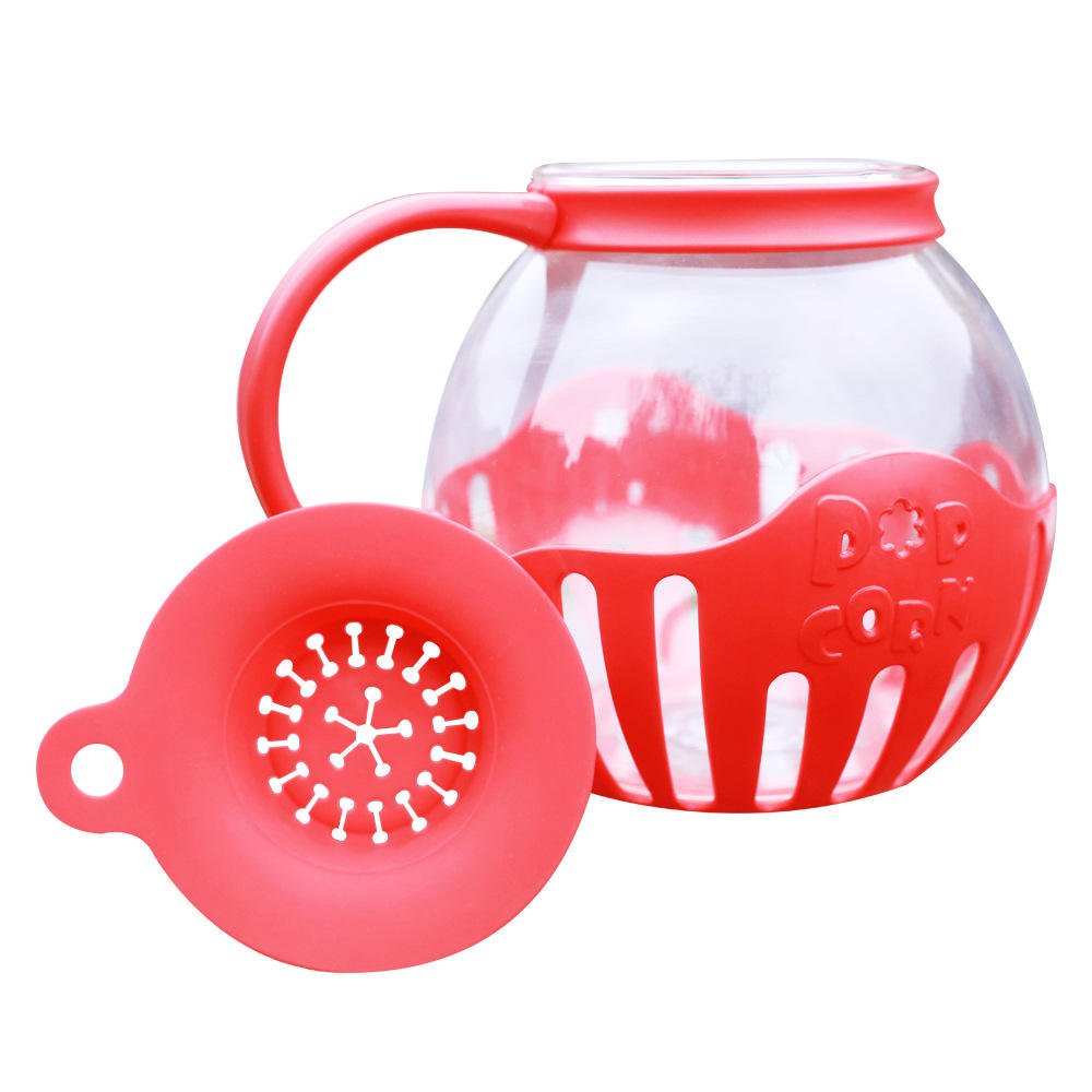 Мерная крышка 3-в-1 Ядра для мытья в посудомоечной машине Безопасная температура Стекло Микроволновая печь Микро-поп Поппер для попкорна Боросиликатное стекло