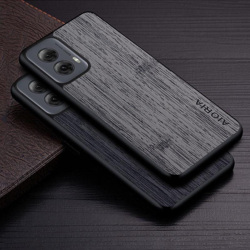 Чехол для Moto G Power Play Stylus 5G, чехол из бамбукового дерева, кожаный чехол, чехол для Motorola Moto G Power 5G 2024, чехол-капа