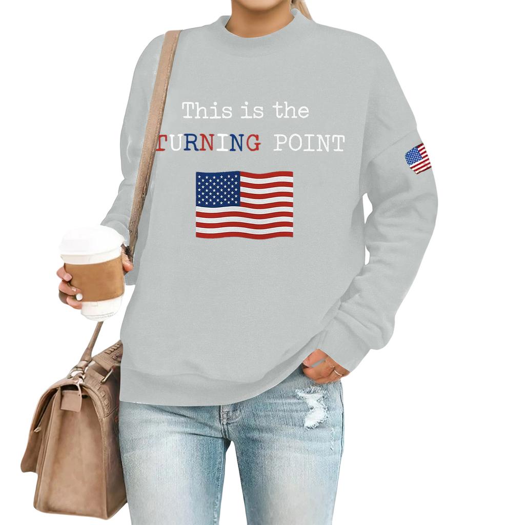 Women's Casual Fashion Round Neck Long Sleeve  Printed Sweatshirt