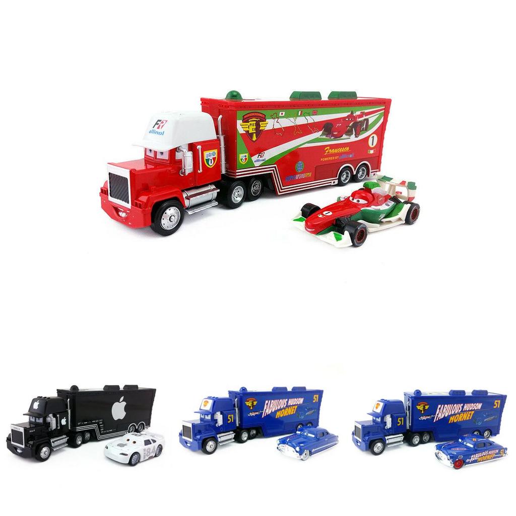 Durable Pixar Cars Alloy And Plastic Racer Truck And Car Set For Kids With Mack Lightning Mcqueen King Jackson Storm