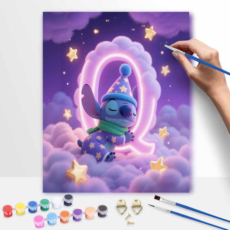 Disney Набор для рисования маслом «Стич спит на небе», набор для рисования своими руками, домашнее настенное украшение, уютный декор спальни «Звездная ночь»