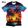 New Palm Tree Sunset Graphic Men's/women's Fashion 3D T-shirt Comfortable and Breathable Shirt Casual Funny Men's Summer Tees