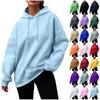 Women's Autumn And Winter Solid Color Pullover Hooded Sweatshirt Fleece Long Sleeve Short Fashion Sweatshirt