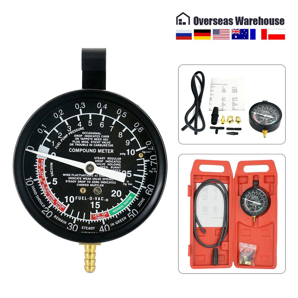 TU-1 Fuel Pump Pressure Vacuum Tester Gauge Test Kit Exhaust Pipe Blockage Detection Oil Pressure Tester Kit