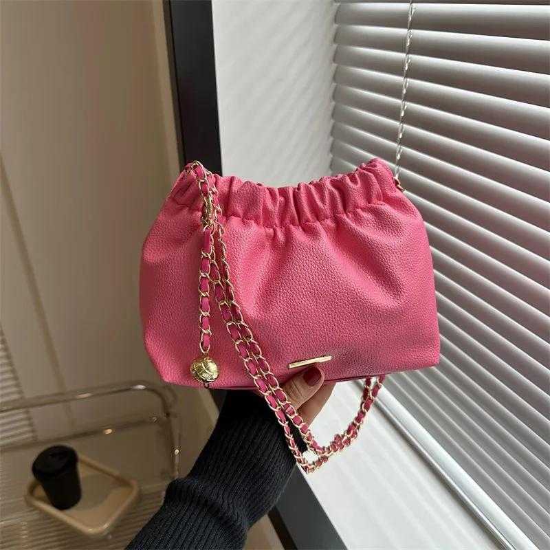 Плиссированная сумка на плечо с цепочкой для женщин, универсальная женская сумка через плечо, модная роскошь