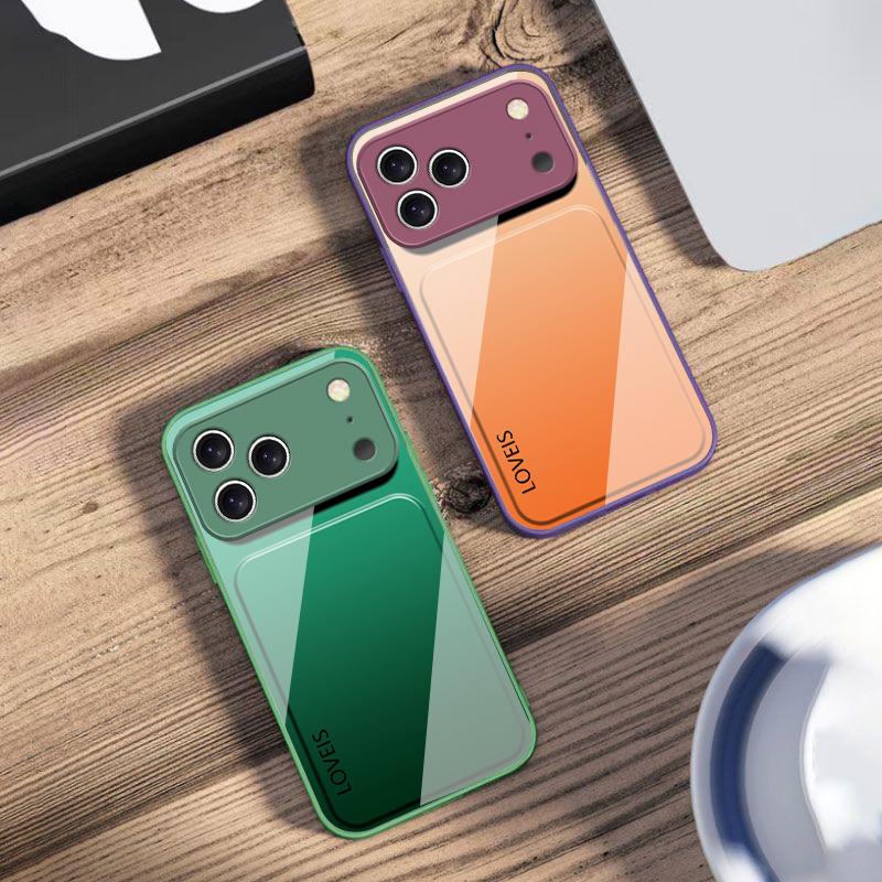 Фиолетово-синяя комбинация Для iPhone 17 Air 16 E 15 14 13 Plus 12 mini 11 17 Pro Max XR Xs Max 16E 7 8 Чехол для телефона из закаленного стекла