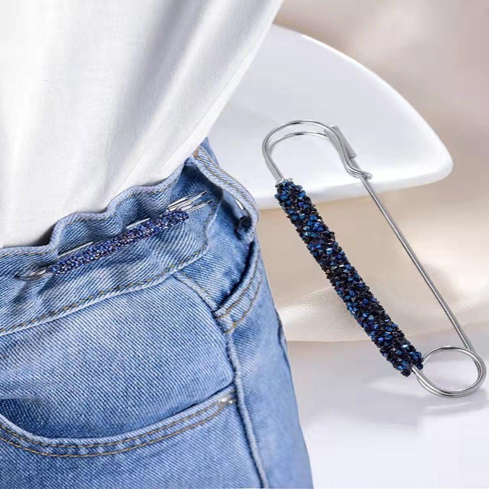 Full Rhinestone For Girls Women Brooch Tightening Waistband Pin Sweater Pants Pin Korean Buckle Pin