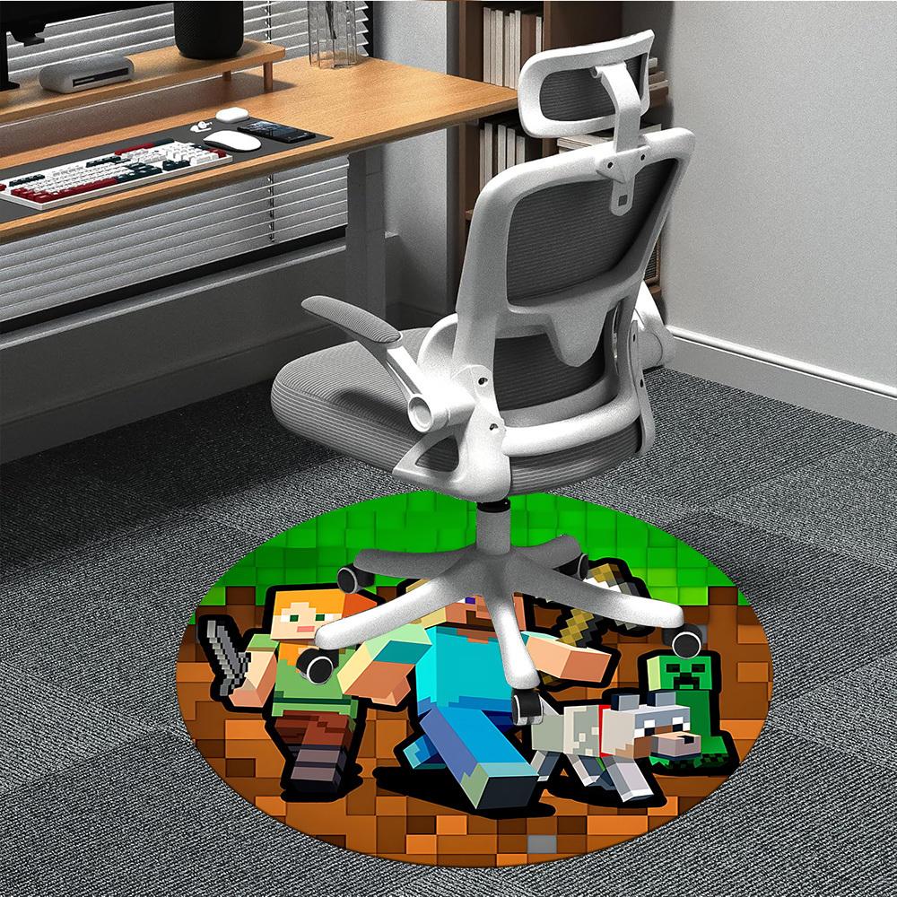 1pc Minecraft Characters Chair Carpet for Office - Indoor Non-Slip Washable Polyester Fiber Carpet, Soft Comfortable Mat For Office yy250928069